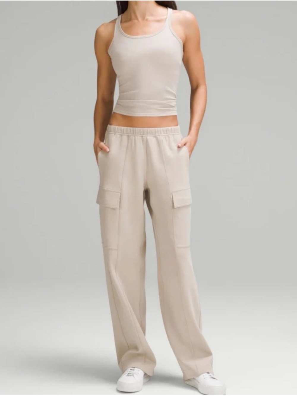 lululemon athletica Beige Wide-Leg Cargo Track Pants